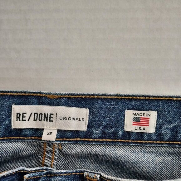 Re/Done Original High Rise Raw Hem Ankle Crop Jeans Size 28 - Picture 9 of 11